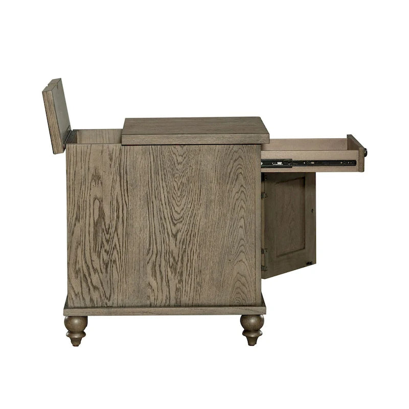 Table d'appoint taupe poudré style ferme Americana