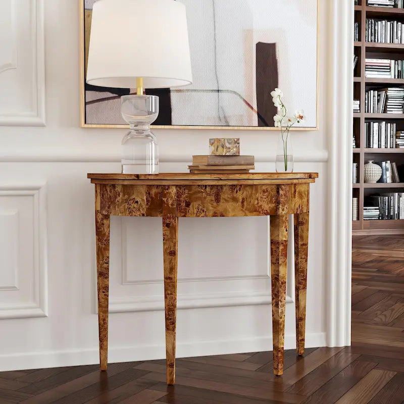 Table console demi-lune Hampton en loupe 36