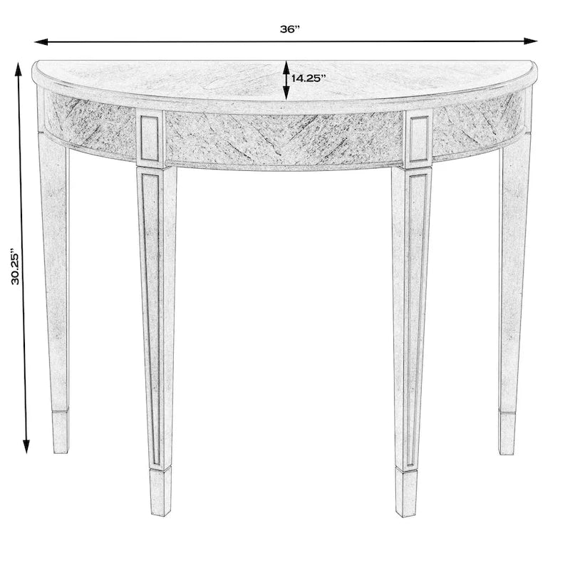 Table console demi-lune Hampton en loupe 36
