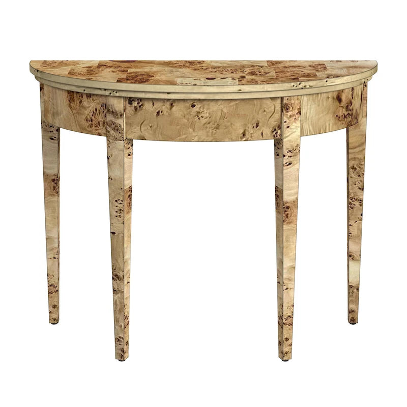 Table console demi-lune Hampton en loupe 36