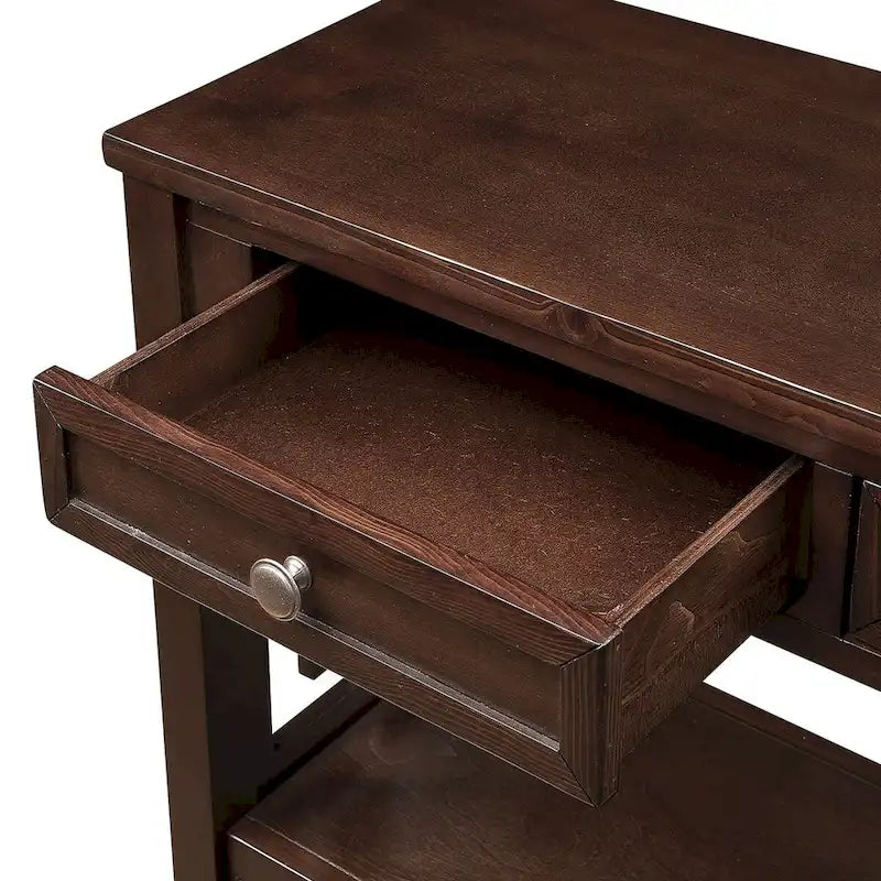 Console en bois Table d'entrée et de canapé avec 4 tiroirs et 1 étagère de rangement pour entrée, salon ou chambre