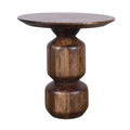 Table d'appoint Rise de 23 pouces, ronde, moderne, avec piedestal, en bois brun