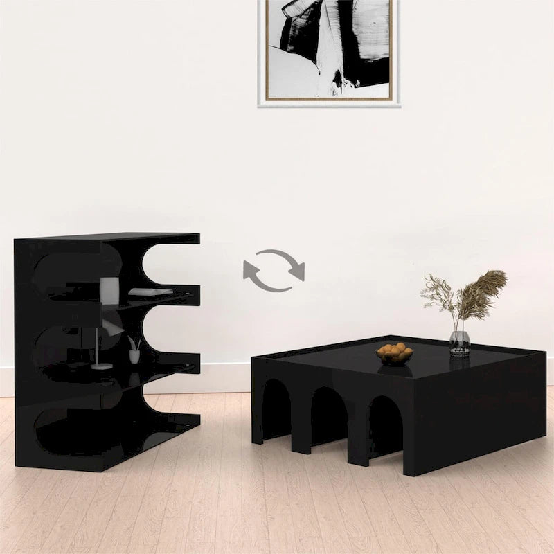Étagère à Livres et Table Basse Multifonctionnelle à 4 Niveaux Blanche, Étagère à Livres au Sol Créative, Étagères de Rangement Organiseur Minimaliste