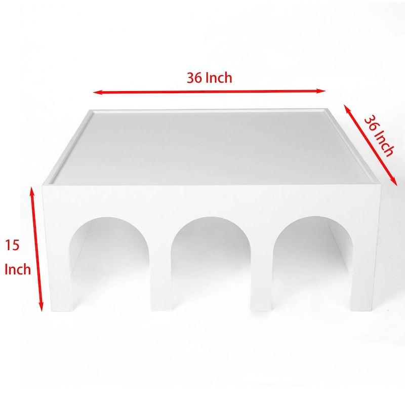 Étagère à Livres et Table Basse Multifonctionnelle à 4 Niveaux Blanche, Étagère à Livres au Sol Créative, Étagères de Rangement Organiseur Minimaliste