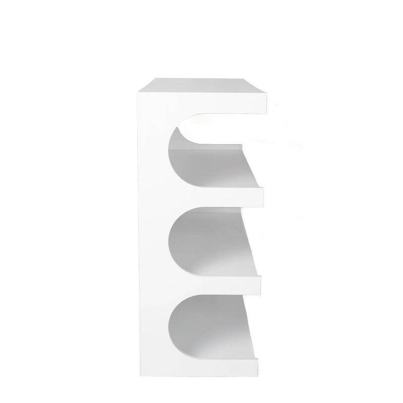 Étagère à Livres et Table Basse Multifonctionnelle à 4 Niveaux Blanche, Étagère à Livres au Sol Créative, Étagères de Rangement Organiseur Minimaliste