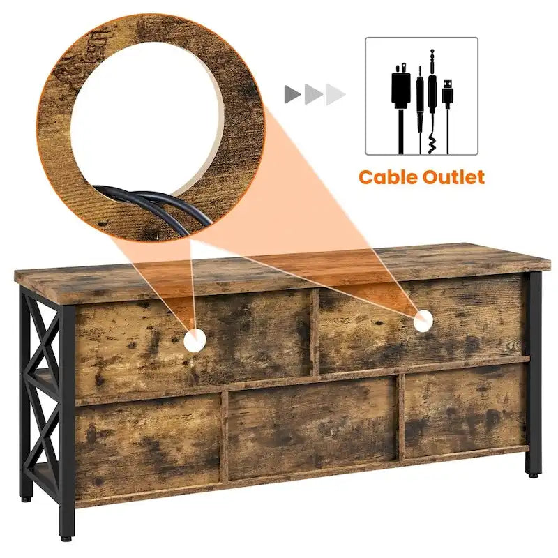 Meuble TV industriel Yaheetech 65 pouces avec 5 placards de rangement pour TV