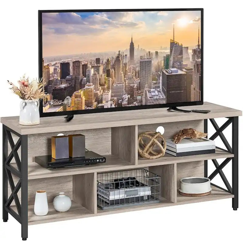 Meuble TV industriel Yaheetech 65 pouces avec 5 placards de rangement pour TV