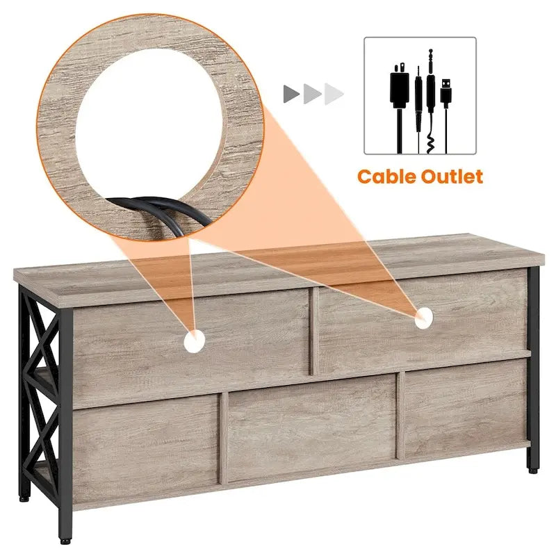 Meuble TV industriel Yaheetech 65 pouces avec 5 placards de rangement pour TV
