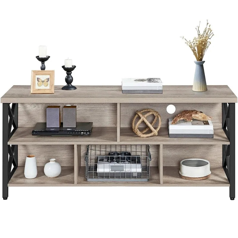 Meuble TV industriel Yaheetech 65 pouces avec 5 placards de rangement pour TV
