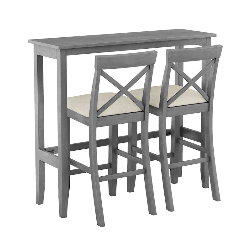 Ensemble de 3 pièces de salle à manger rectangulaire en bois pour bar