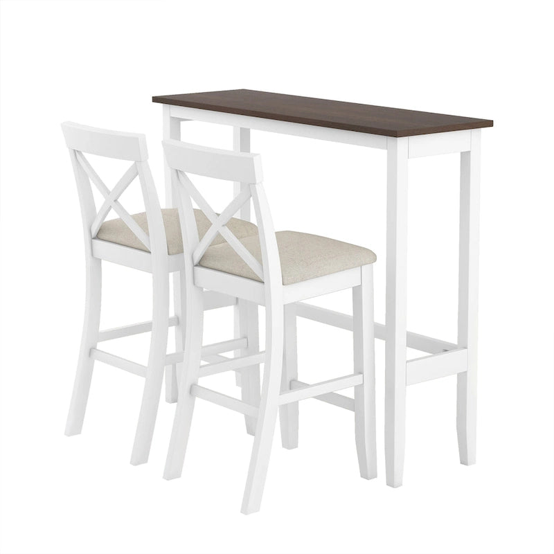 Ensemble de 3 pièces de salle à manger rectangulaire en bois pour bar