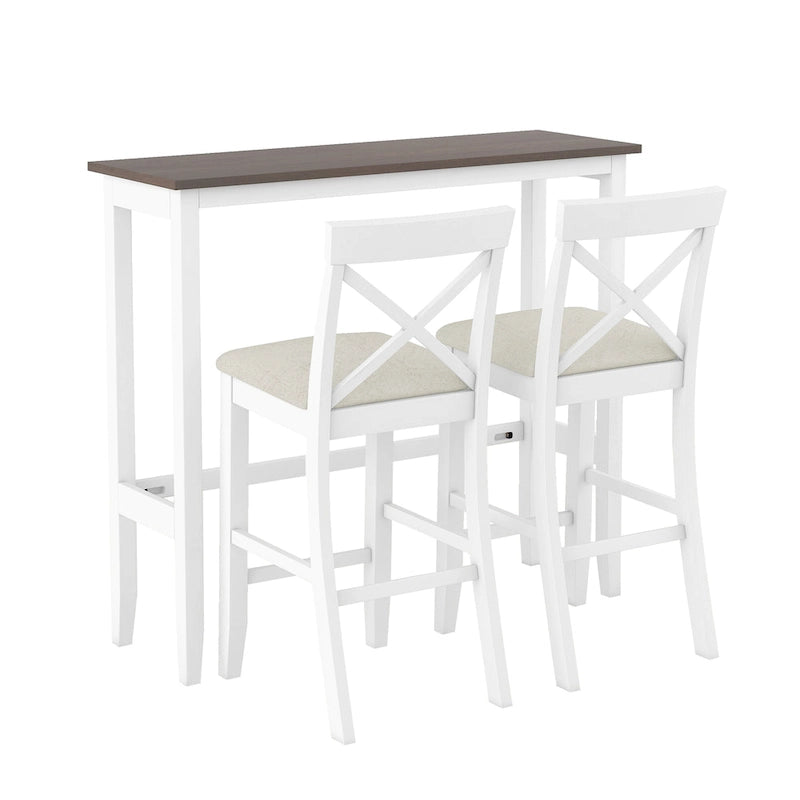 Ensemble de 3 pièces de salle à manger rectangulaire en bois pour bar