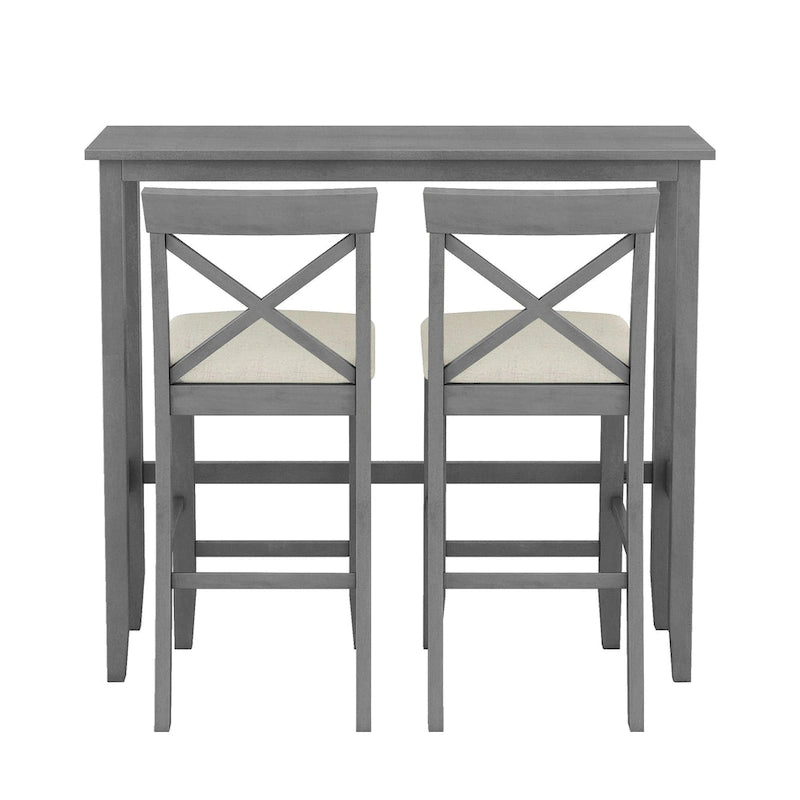 Ensemble de 3 pièces de salle à manger rectangulaire en bois pour bar