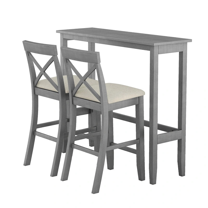 Ensemble de 3 pièces de salle à manger rectangulaire en bois pour bar