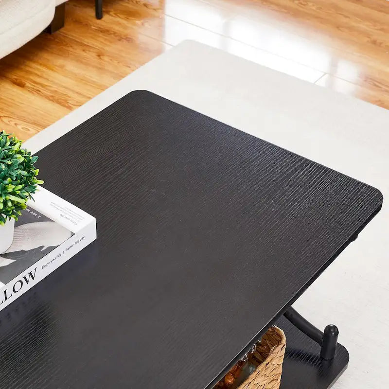 Table basse 3 pièces moderne, table console et 2 tables de chevet à 1 tiroir (Marron/Noir/Blanc)