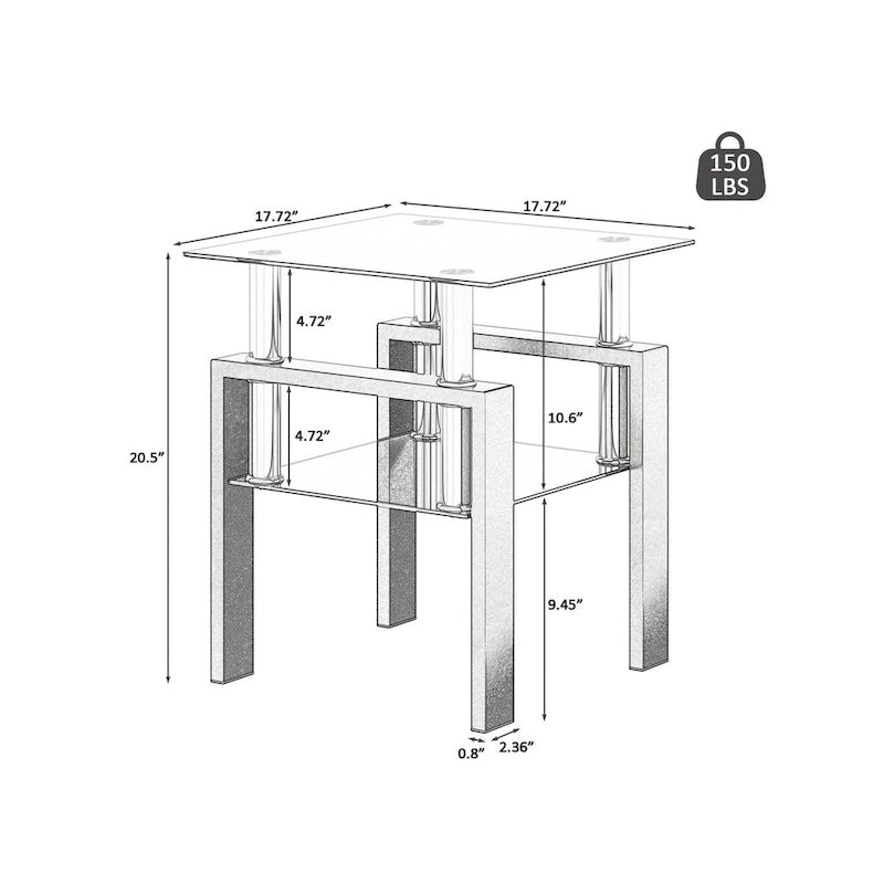 Lot de 2 tables basses modernes en verre trempé