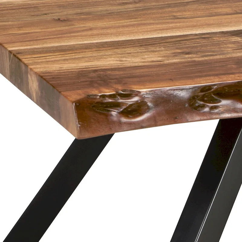 Table basse Isla 54 pouces, surface en bois d'acacia, bord brut, brun riche