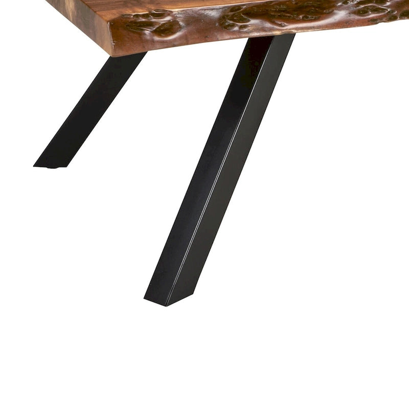Table basse Isla 54 pouces, surface en bois d'acacia, bord brut, brun riche