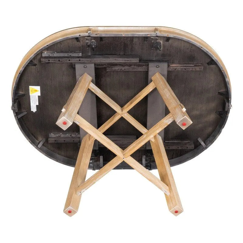 Table à manger ronde, Table ronde escamotable de style ferme, Table de cuisine en bois avec 16 rallonges