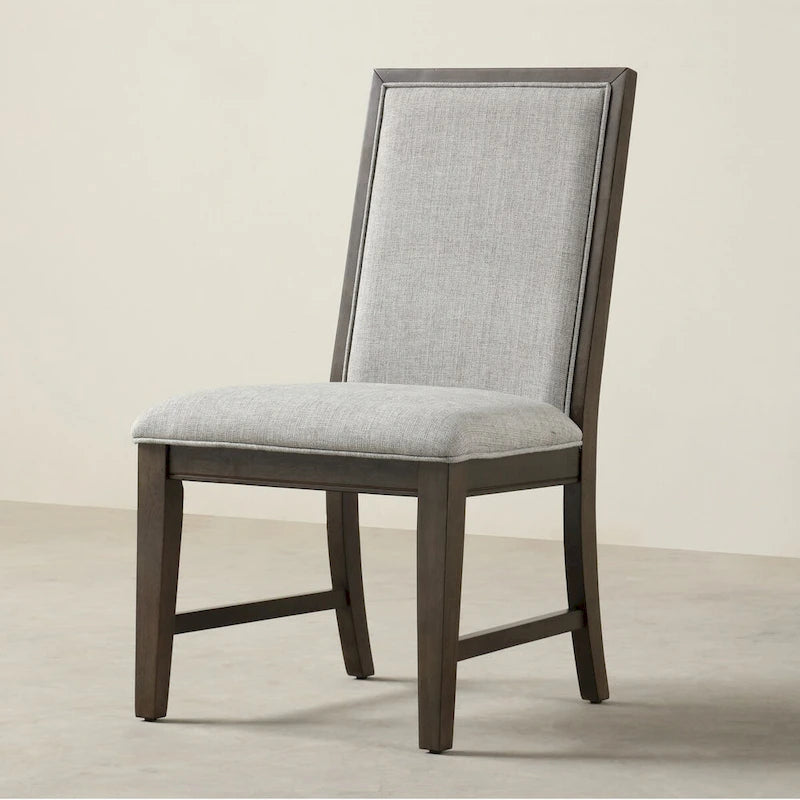 Chaises de salle à manger rembourrées en bois massif Aberll de Roundhill Furniture, lot de 2, gris