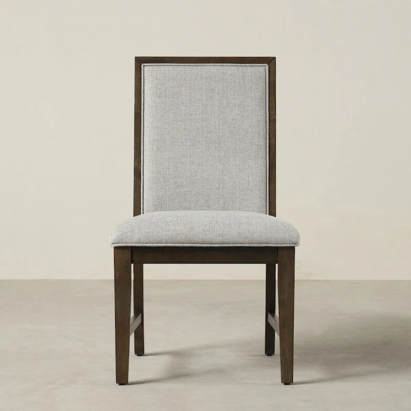 Chaises de salle à manger rembourrées en bois massif Aberll de Roundhill Furniture, lot de 2, gris