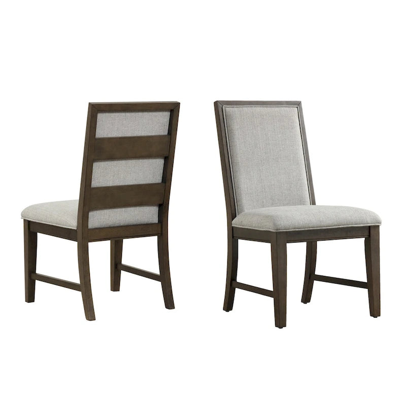 Chaises de salle à manger rembourrées en bois massif Aberll de Roundhill Furniture, lot de 2, gris