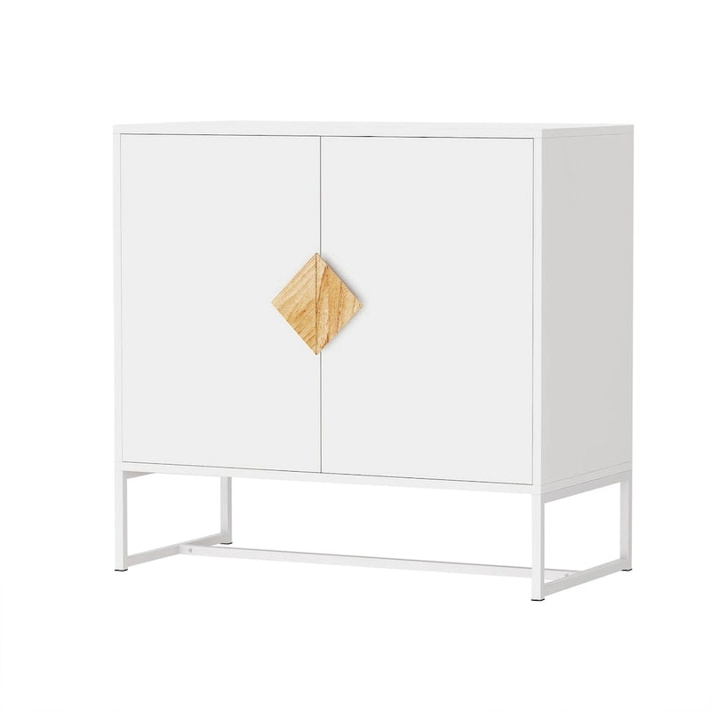 Buffet 2 portes en bois massif, poignées carrées