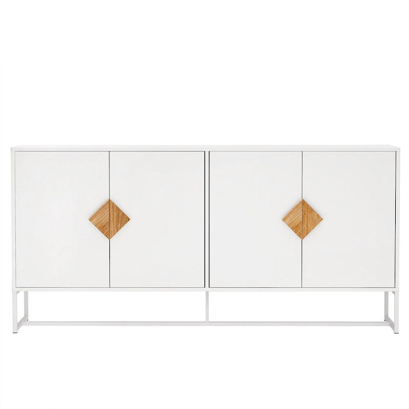 Buffet 2 portes en bois massif, poignées carrées