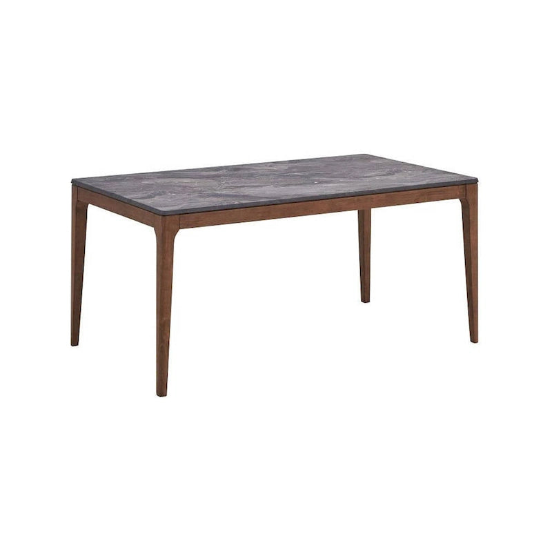 Table de salle à manger Evis 63 pouces, plateau en faux marbre, bois noyer brun
