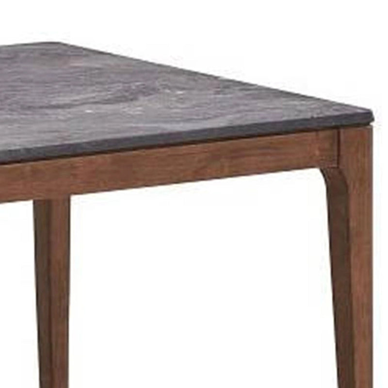 Table de salle à manger Evis 63 pouces, plateau en faux marbre, bois noyer brun