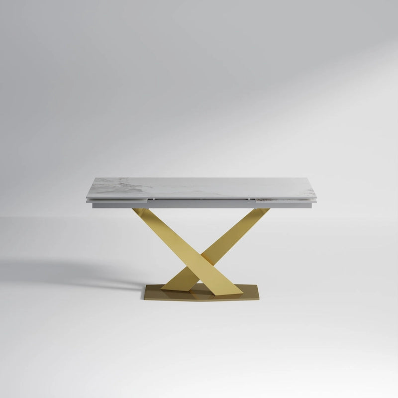 Table à manger rectangulaire moderne extensible en pierre frittée de 94,48 pour 8 personnes