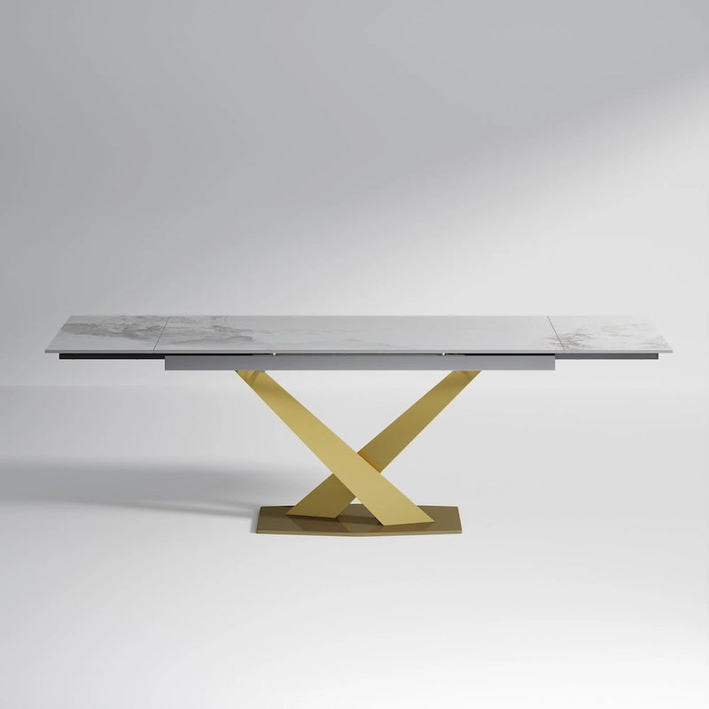 Table à manger rectangulaire moderne extensible en pierre frittée de 94,48 pour 8 personnes