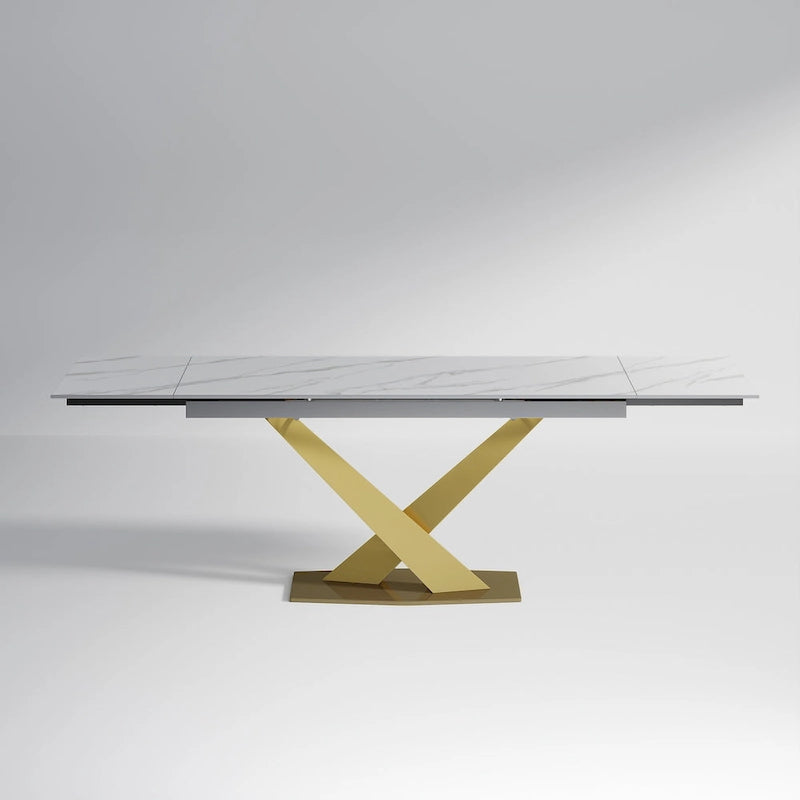 Table à manger rectangulaire moderne extensible en pierre frittée de 94,48 pour 8 personnes