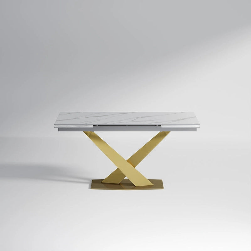 Table à manger rectangulaire moderne extensible en pierre frittée de 94,48 pour 8 personnes