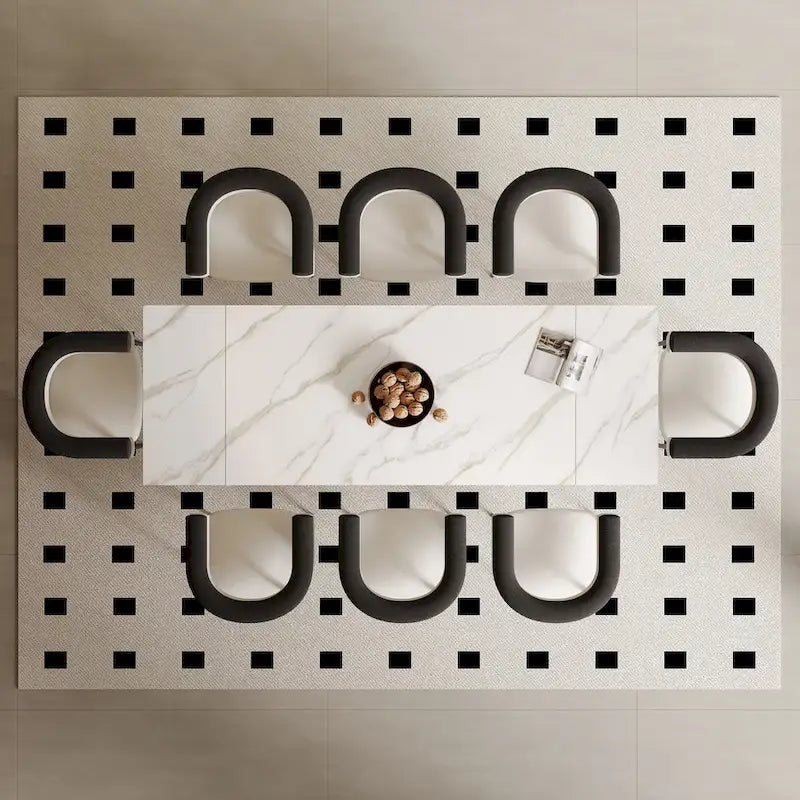 Table à manger rectangulaire moderne extensible en pierre frittée de 94,48 pour 8 personnes