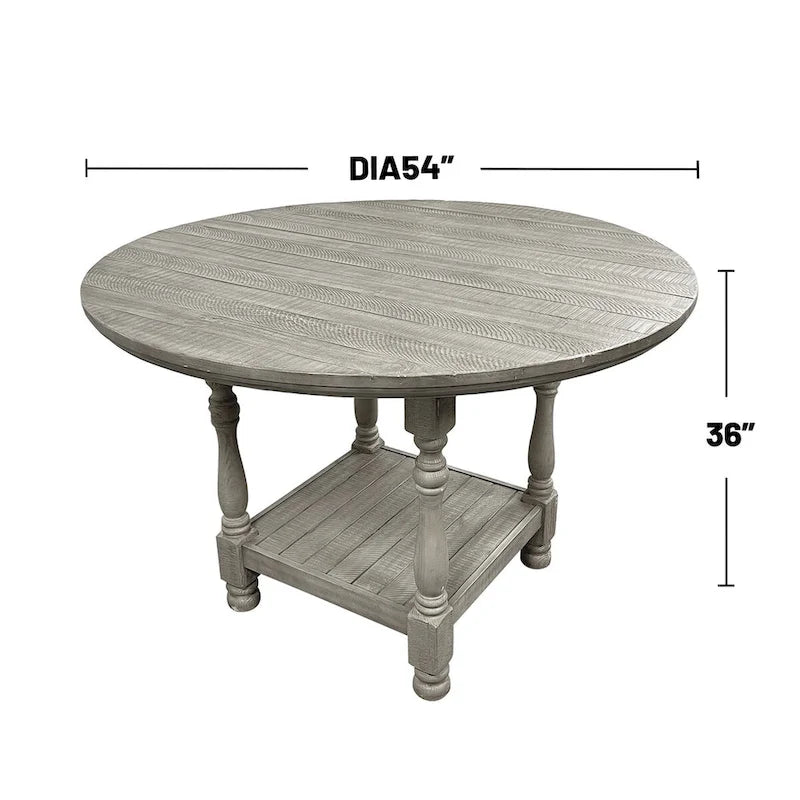 Table ronde en bois à hauteur de comptoir avec 1 étagère gris clair - Gris clair