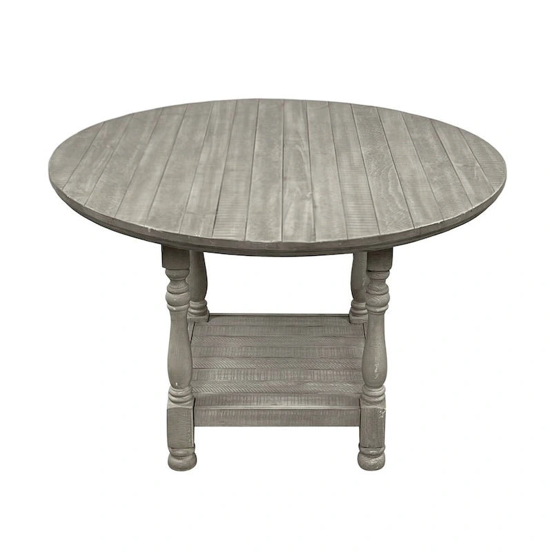 Table ronde en bois à hauteur de comptoir avec 1 étagère gris clair - Gris clair