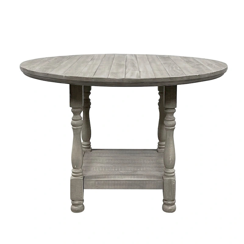 Table ronde en bois à hauteur de comptoir avec 1 étagère gris clair - Gris clair