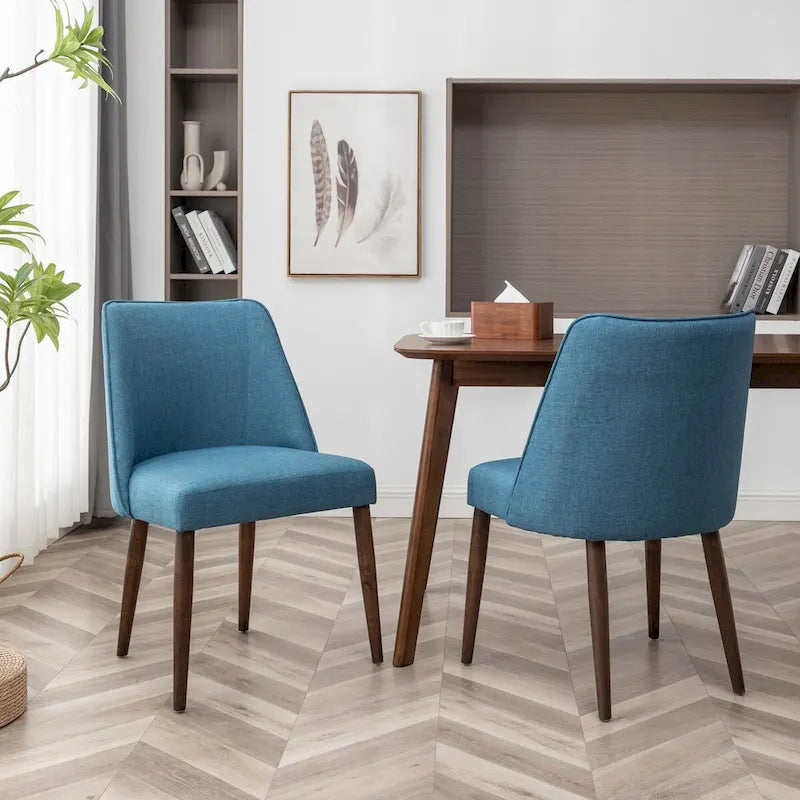 Porthos Home – Chaises de salle à manger Nev en tissu avec pieds en bois, lot de 2