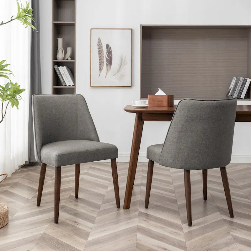 Porthos Home – Chaises de salle à manger Nev en tissu avec pieds en bois, lot de 2