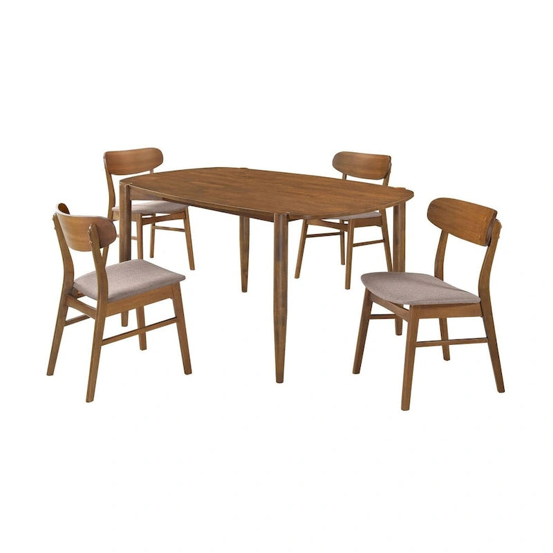 Ensemble de salle à manger 5 pièces en bois massif Whisten Walnut
