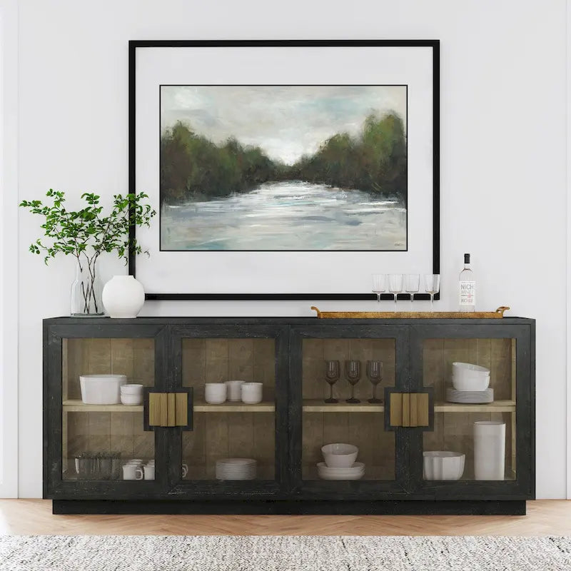 Bahut Classic Home Larson 90 en pin recyclé et verre