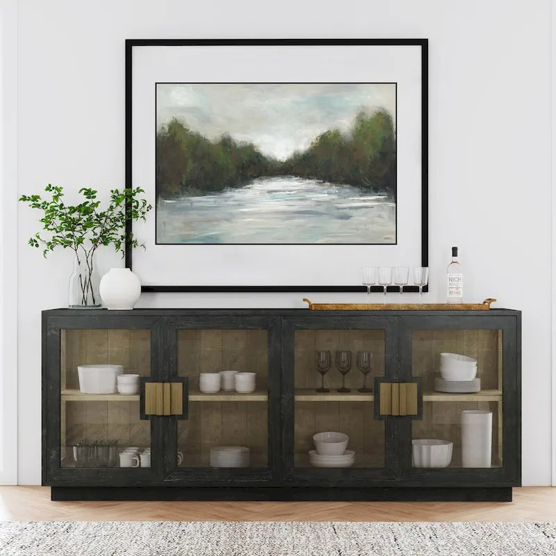 Bahut Classic Home Larson 90 en pin recyclé et verre