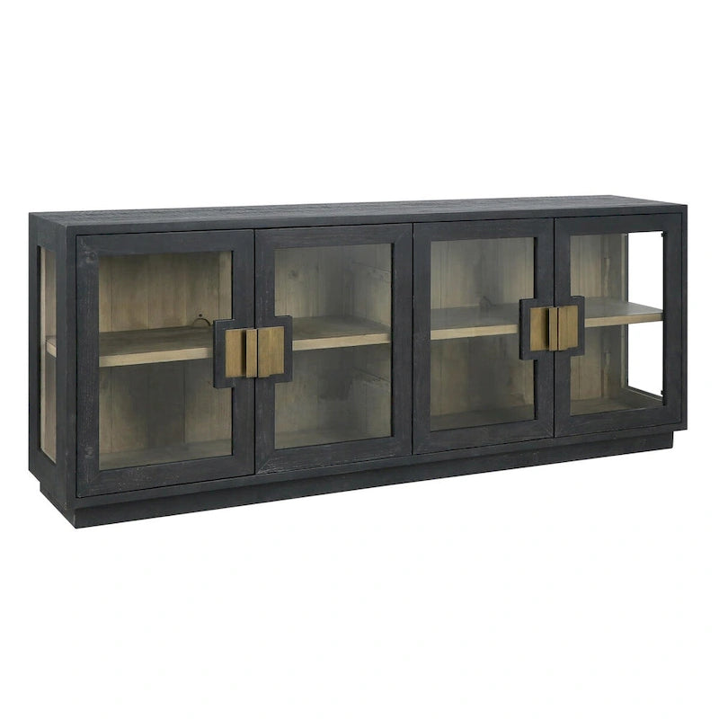 Bahut Classic Home Larson 90 en pin recyclé et verre