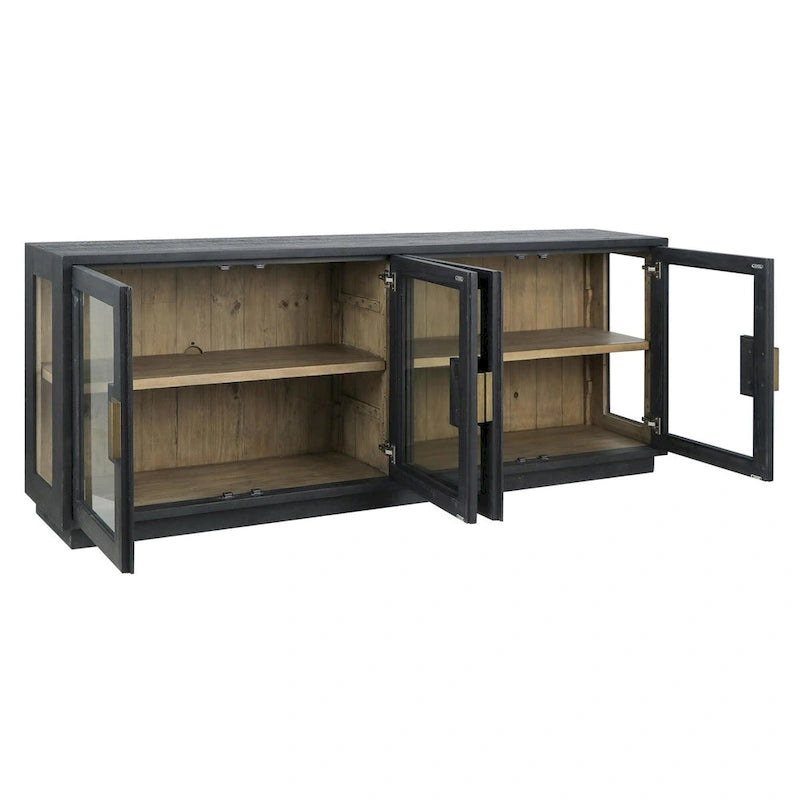Bahut Classic Home Larson 90 en pin recyclé et verre