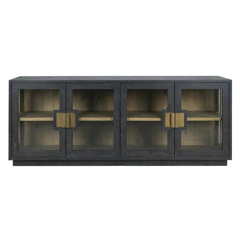 Bahut Classic Home Larson 90 en pin recyclé et verre