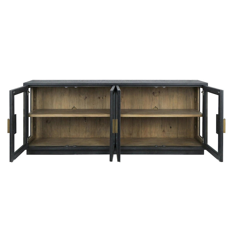 Bahut Classic Home Larson 90 en pin recyclé et verre