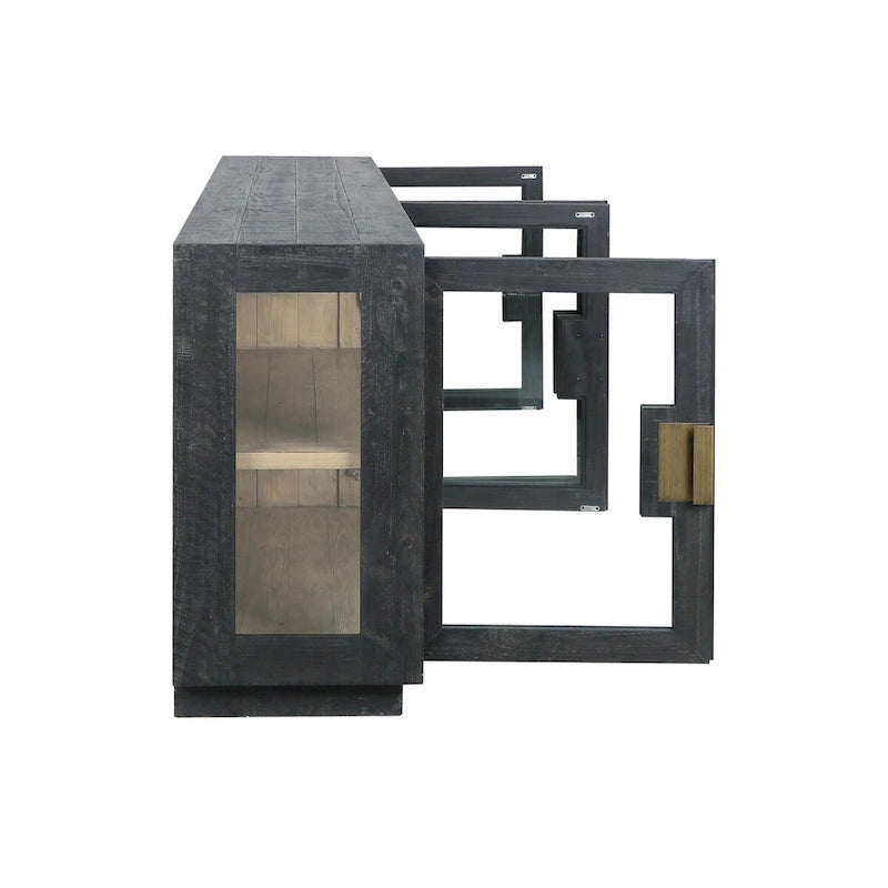 Bahut Classic Home Larson 90 en pin recyclé et verre
