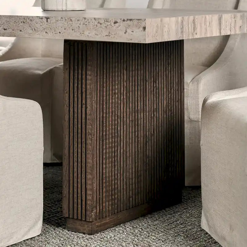 Table à manger Ollie 82 en stratifié travertin de Kosas Home, coloris marron