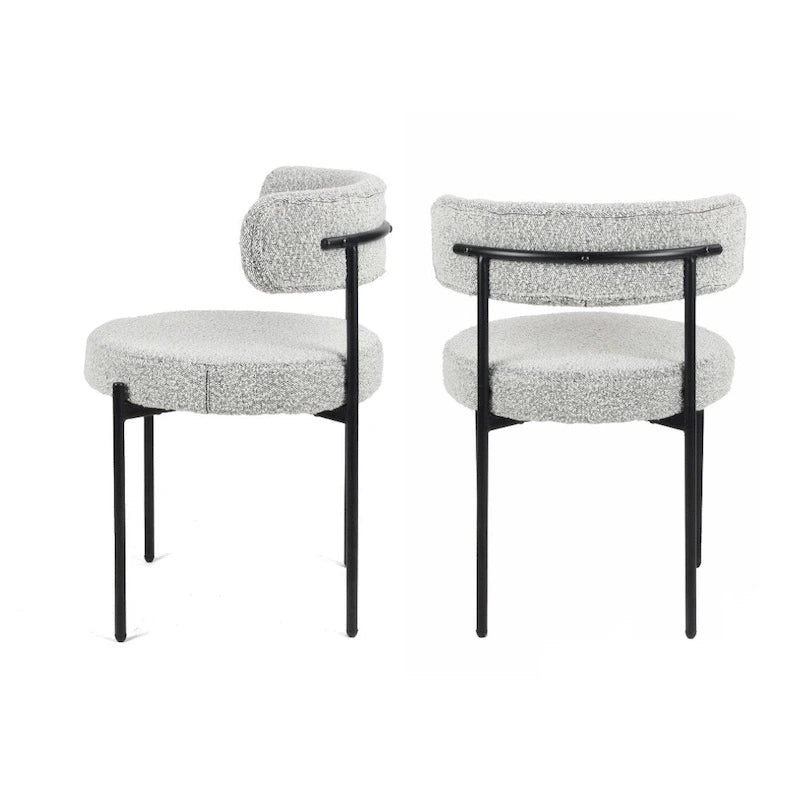 Chaises de salle à manger rondes modernes en bouclette, lot de 2